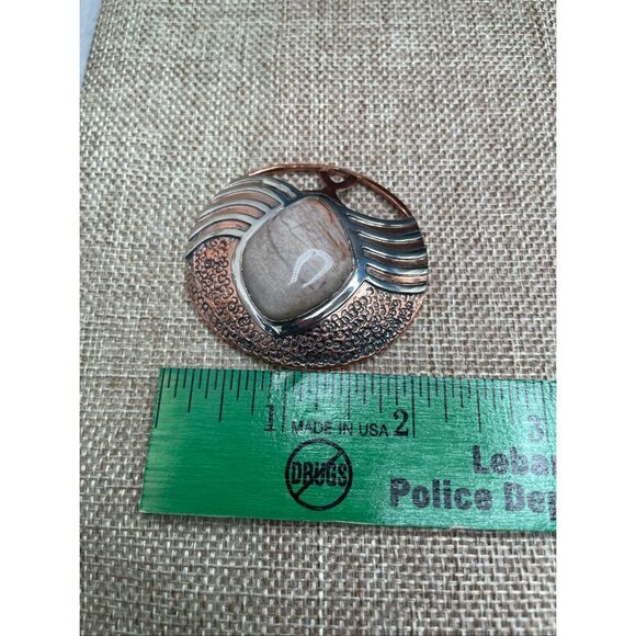 Artisan Copper & Silver-Tone Pendant with Polished Jasper Stone - Picture 6 of 7